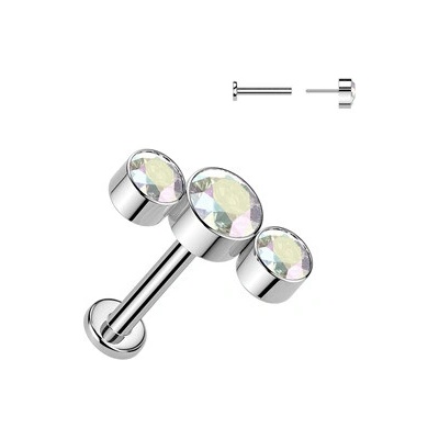 Šperky4U Piercing do brady PUSH IN labreta TITAN, barva: duhová TIT1651-AB