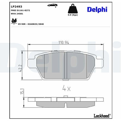 Sada brzdových platničiek kotúčovej brzdy DELPHI LP2493