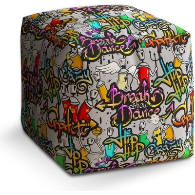 Sablio Taburet Cube Graffiti - 60x60x60 cm