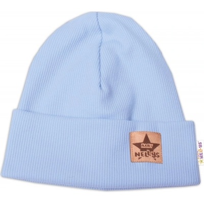 Baby Nellys žebrovaná dvouvrstvá čepice s lemem světle modrá