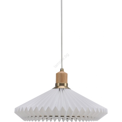halo design 744169- Пендант на кабел PARIS 1xE27/60W/230V, Ø 40 см, бял/месинг/дъб (HO0109)