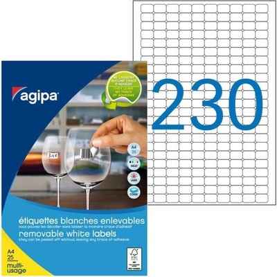 Etikety univerzálne odnímateľné 18x12mm Agipa A4 25 hárkov