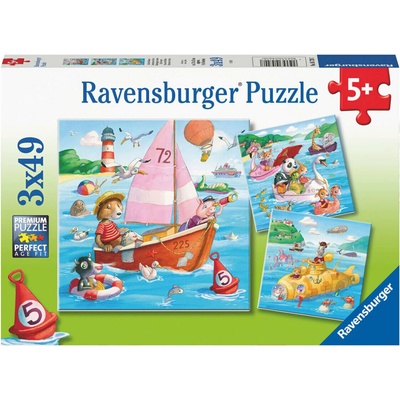 RAVENSBURGER Zvieratká a vodné plavidlá 3x49 dielov