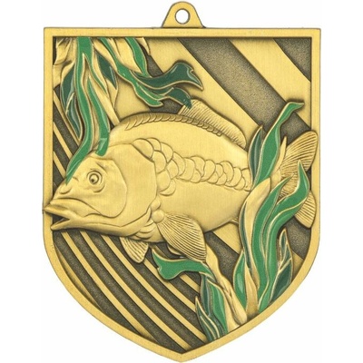 MEDALE Medaile kovová zlatá-kapr 8x6,5 cm
