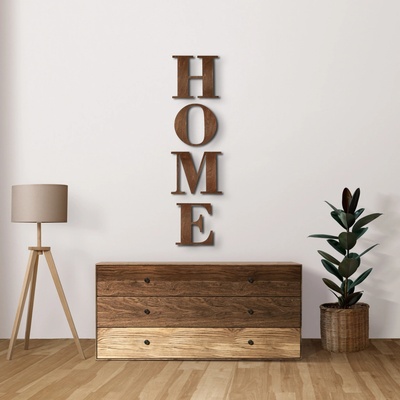 Dřevěný nápis na zeď - HOME Velikost: 162 x 39cm