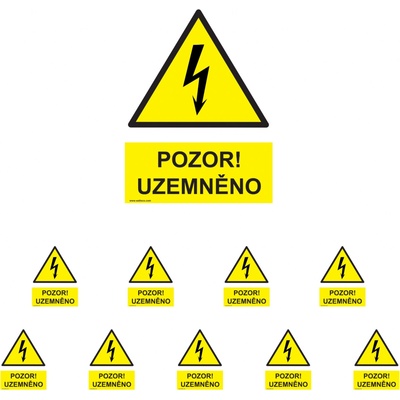 Walteco Pozor uzemněno 210x297mm, formát A4, plastová tabulka Množství: 10 ks , 20047BP2