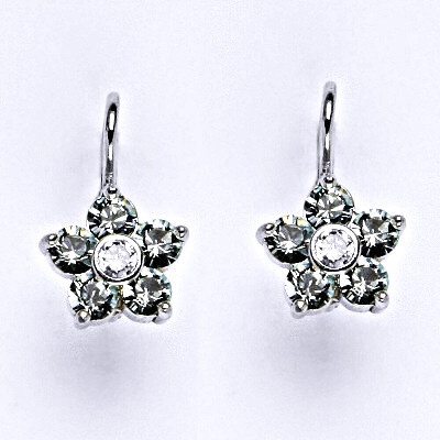 Čištín Zlaté náušnice, Swarovski Light Azore krystaly, bílé i žluté zlato - NK 1444