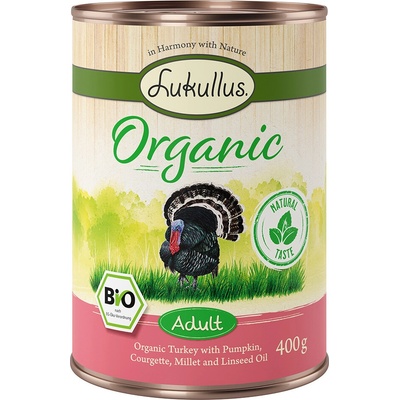 Lukullus Organic Adult morčacie s cuketou bez lepku 6 x 400 g