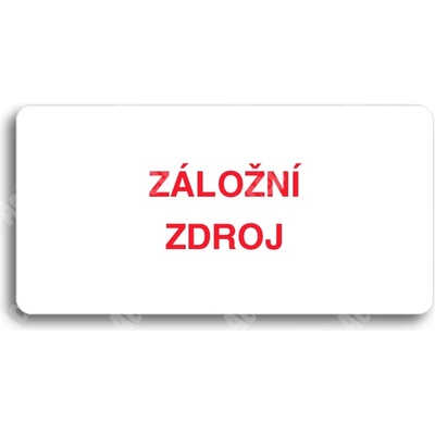 ACCEPT Piktogram ZÁLOŽNÍ ZDROJ - bílá tabulka - barevný tisk bez rámečku