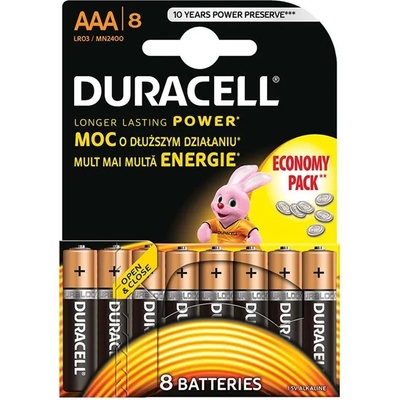 Duracell Алкална батерия Duracell, AAA, LR6, 1.5 V, 8 броя