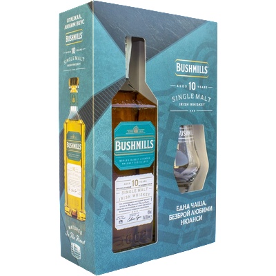 Bushmills 10 YO с дегустационна чаша - малцово ирландско уиски 700ml
