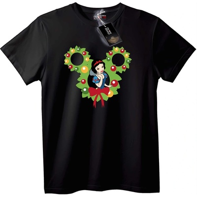 NOONEBRAND Тениска Коледен Венец със Снежанка и Mickey - L, Black