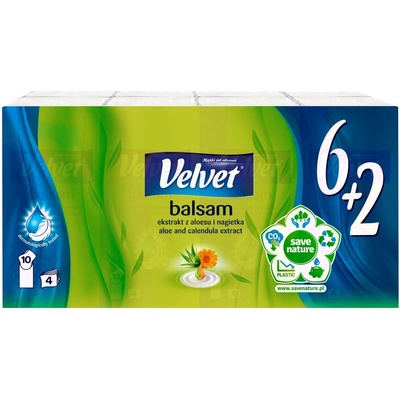 Velvet Balsam hygienické vreckovky 4-vrstvové 8 x 10 ks