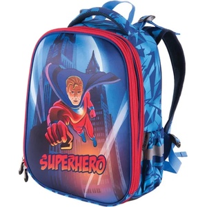 PULSE Ученическа раница Pulse Anatomic Cube - Superhero, синьо-червена