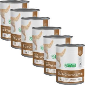 Nature's Protection кучешка храна за възрастни говеждо и пилешки черен дроб 6 x 800 г