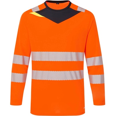 Portwest hi-vis dx416 / Светлоотразителна тениска с дълъг ръкав - hv оранжево/черно 5xl (dx416obr5xl)