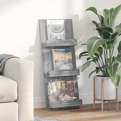 vidaXL Етажерка за списания с рафт Сив Сонома 43 x 11 x 102 см (899516)