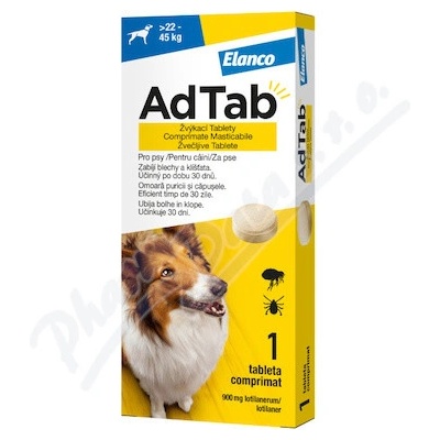 AdTab 900 mg žuvacie tablety pre psov 22-45 kg 1 tbl