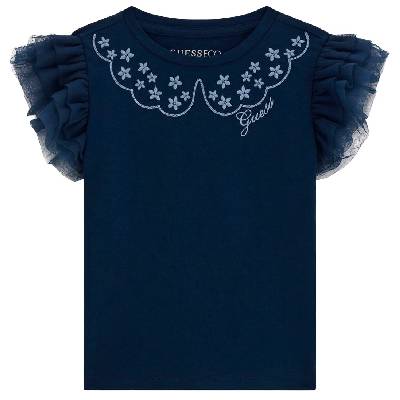 Тениска с къс ръкав Guess - С къдрички, тъмносиня, 12 м (20261-K6RI25-K6YW4-G7HR-12M)