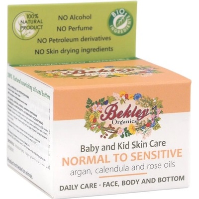 BEKLEY ORGANICS Prírodný detský krém pre normálnu a citlivú pokožku s argánom, nechtíkom a ružou 30 ml