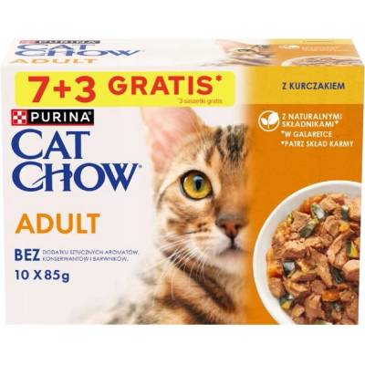 PURINA Cat Chow Adult Krmivo s kuřecím masem a cuketou v želé 10x85 g