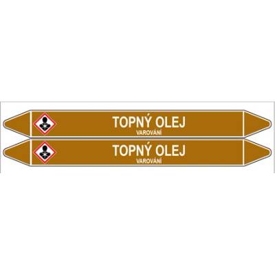 Značení potrubí, topný olej,2 ks, 450 × 52 mm PZ 008013