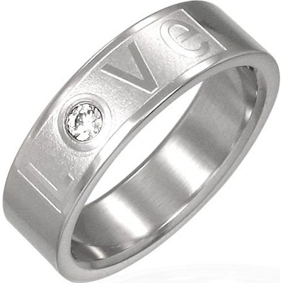 Šperky eshop prsten z oceli LOVE se zirkonem D14.18
