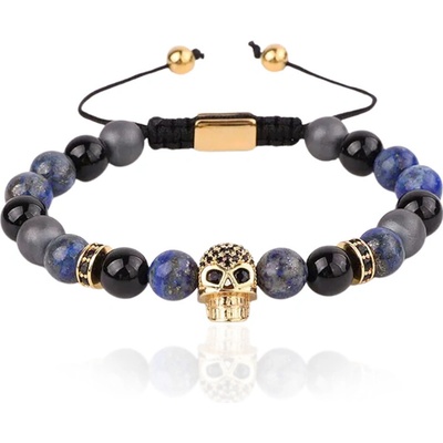 Sam's Artisans korálkový náramok Beaded Skull BLK INRM205