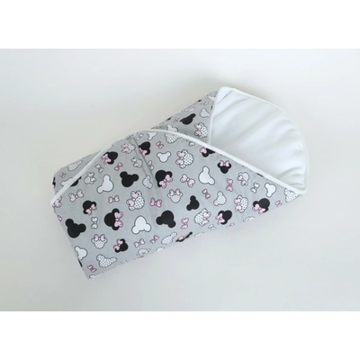 JAN peří zavinovačka z dutého vlákna Minnie s růžovou mašlí bílý fleece