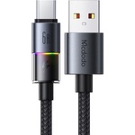 Mcdodo Кабел за данни - Mcdodo (CA-8180) - с 7 цветни светлини, USB-A → USB-C, 6A, 1.2m - Черен