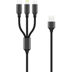 Forever Кабел Forever - 3 в 1, Micro USB/Lightning/USB-C, 1.2 m, черен (GSM106369)
