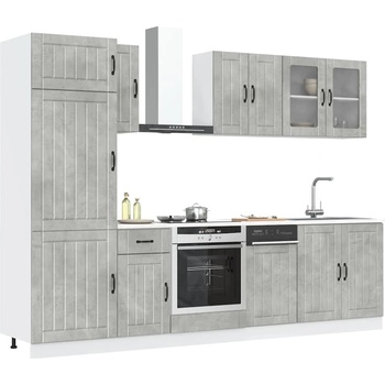 vidaXL Комплект кухненски шкафове от 8 части "Lucca", бетонно сив, инженерно дърво (3314805)
