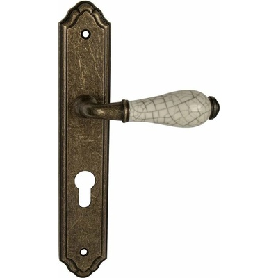 AC-T Servis ANTIK patina bronz/porcelán - oválné štítové kování 90 mm – PZ –