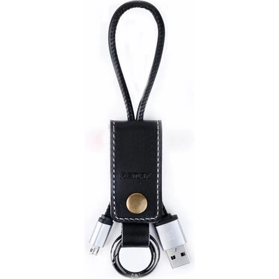 REMAX Кабел за данни micro USB, Remax RC-034I, ключодържател, естествена кожа, Черен - 14341