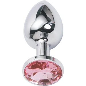 X Fun Метално дилдо Butt Plug "CRYSTAL PINK" 8 см. Размер-M