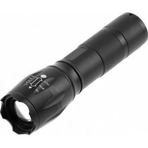 GTV Flashlight Pocket Flashlight SOS Zoom Battery Operated 3xAAA 1.5V, 5W, 300LM, 6400K, 200m, IP44, Black