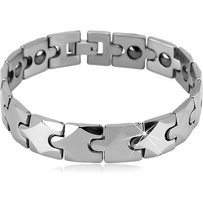 Šperky eshop wolfrámový magnetický náramok obdĺžnikové články s kosoštvorcom O7.4
