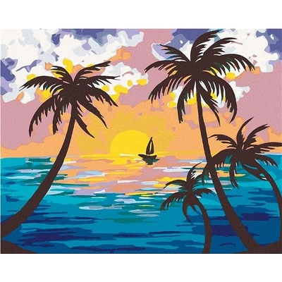 zuty Malování podle čísel Západ slunce za palmami 100 x 80 cm bez rámu a bez vypnutí plátna