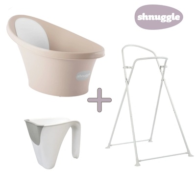 shnuggle Супер ОФЕРТА - Shnuggle Вана с ЦВЯТ ПО ИЗБОР + Стойка + кана за къпане Shnuggle Washy (SBP-SND-EUR+SHN-WASH-JTPE+SHN-BST-STRP)