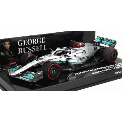 MINICHAMPS MERCEDES GP F1 W13E TEAM MERCEDES-AMG PETRONAS F1 N 63 4th BAHRAIN GP 2022 GEORGE RUSSEL - SILVER GREEN 1:43