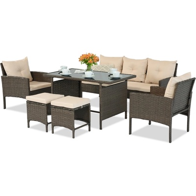 Garden Point Кафяв комплект от техноратан с пуфове Bari Garden Point (GAP231)