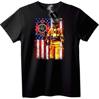 NOONEBRAND Тениска Огнеборец Американско знаме - 6XL, Black