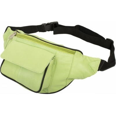 Bauchtasche mit Fronttasche Klettverschluss Nappa Leder hellgrün