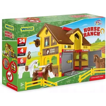 WADER Play House - Ranč s koňmi plast + kůň 4 ks