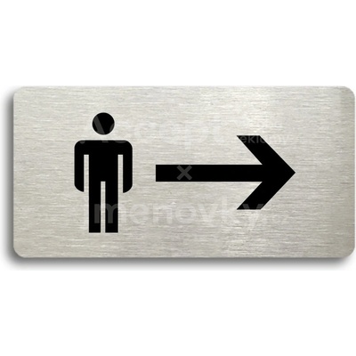 ACCEPT Piktogram WC MUŽI VPRAVO - stříbrná tabulka - černý tisk bez rámečku