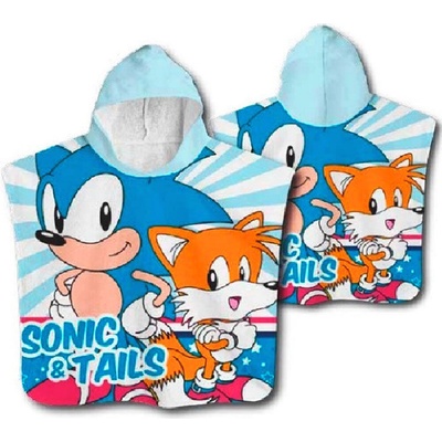 Aptex DETSKÝ BAVLNENÝ PONČO UTERÁK S KAPUCŇOU SONIC 50 x 100 CM VZOROVANÝ