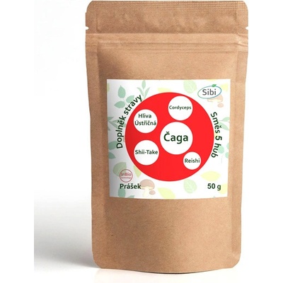 Sibi Směs 5 Hub Čaga Cordyceps Hlíva ústřična Reishi prášek 50 g