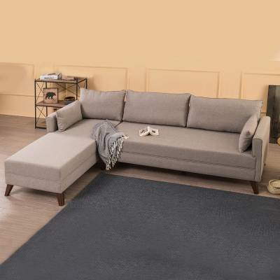 TopMebel Диван с ляв ъгъл Bella от текстил в кремав цвят 275x165x85см