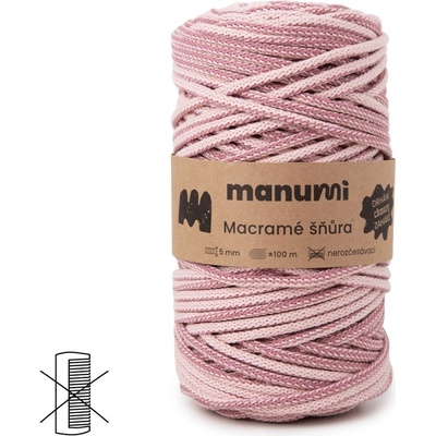 Manumi Macramé šňůra 5mm růžový mix - 1 ks