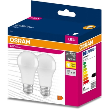 Osram 2PAK LED žiarovka E27 A60 13W 100W 1521lm 2700K Warm 200° VALUE